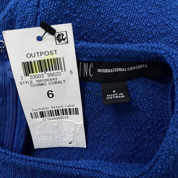 INC International Concepts SZ 6 Cropped Romper Jumpsuit Stretch Pockets Blue - Picture 6 of 8